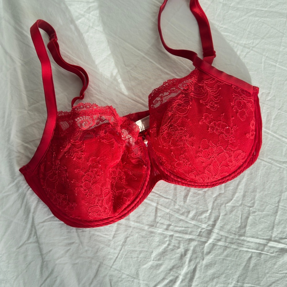 Elegant Red Lace Bra